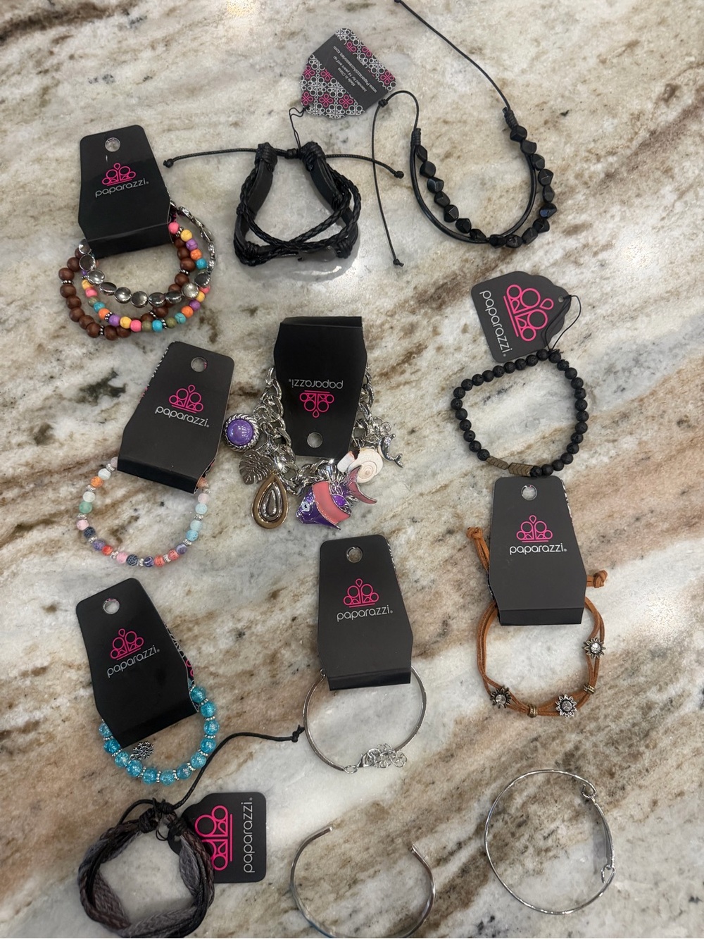 paparazzi Mixed Color and Black Beaded Bracelet Set LOT OF 12